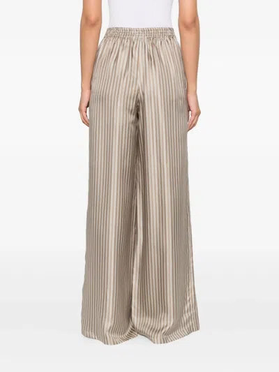 Max Mara Ladino Striped Silk-twill Wide-leg Pants In Gray