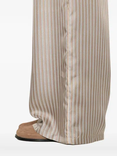 Max Mara Ladino Striped Silk-twill Wide-leg Pants In Gray