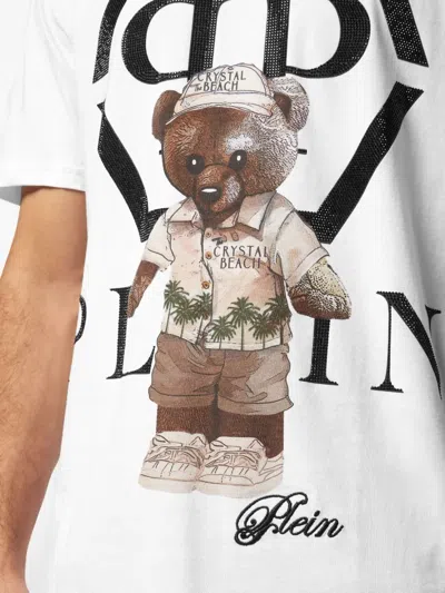 Philipp Plein Crystal-embellished Teddy-bear T-shirt In White