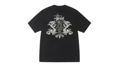 Pre-owned Stussy Double Dragon Pigment Dyed Tee Shirt In Black