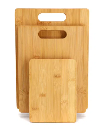 Megachef 3pc Bamboo Wood Cutting Board Set In Gold