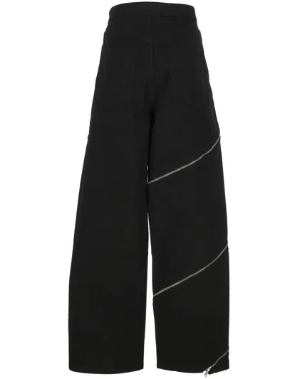 Alaïa Womens Noir Alaia Spiral Two-patch-pockets Wide-leg High-rise Denim-blend Trousers In Black