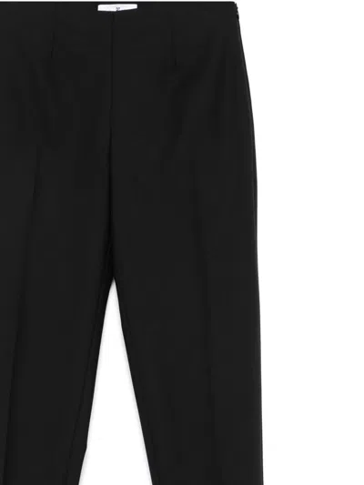 Pt Torino Straight Leg Trousers With Pleated Front And Side Slits In Black
