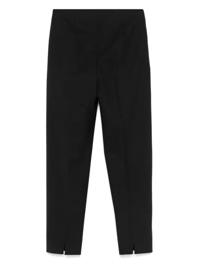 Pt Torino Straight Leg Trousers With Pleated Front And Side Slits In Black