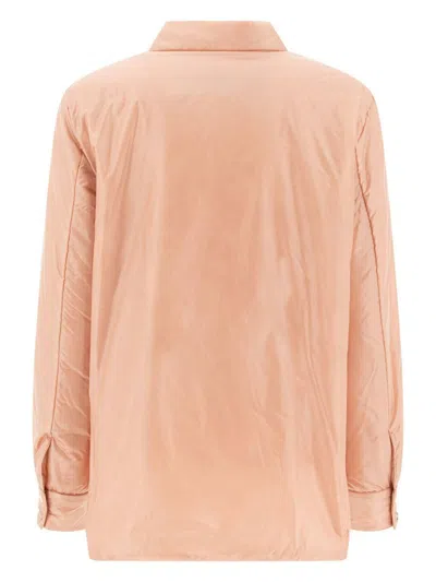 Herno Long Sleeved Press-stud Down Jacket In Pink