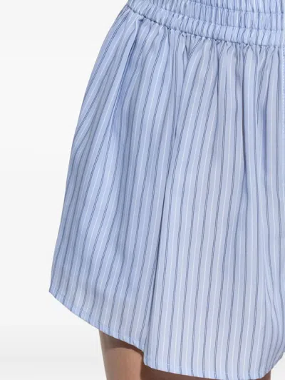 Alexander Wang Striped Elastic-waist Shorts In Blue