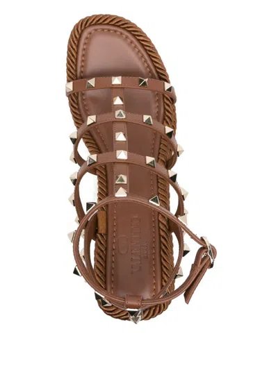 Valentino Rockstud Torchon 105 Leather Espadrille Wedge Sandals