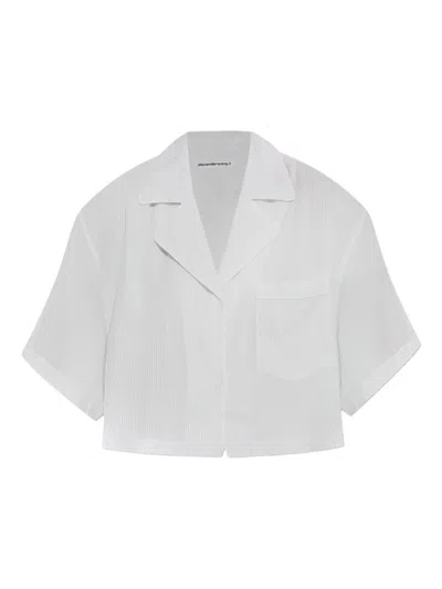 Alexander Wang Pinstripe Short-sleeve Top In White