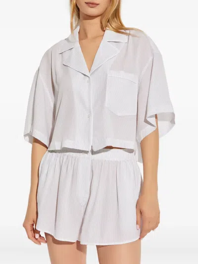 Alexander Wang Pinstripe Short-sleeve Top In White
