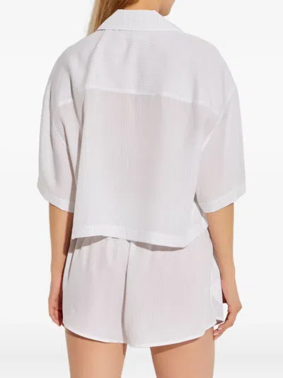 Alexander Wang Pinstripe Short-sleeve Top In White