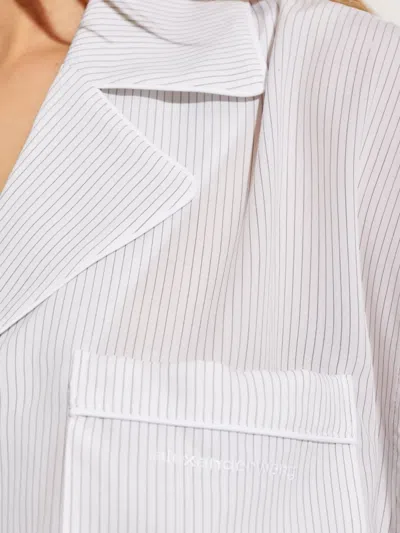 Alexander Wang Pinstripe Short-sleeve Top In White