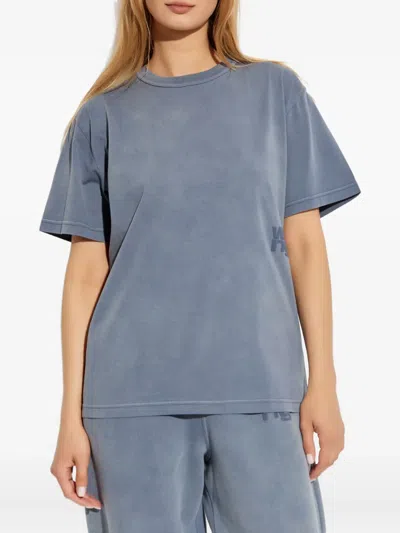Alexander Wang Logo-detail Cotton T-shirt In Blue