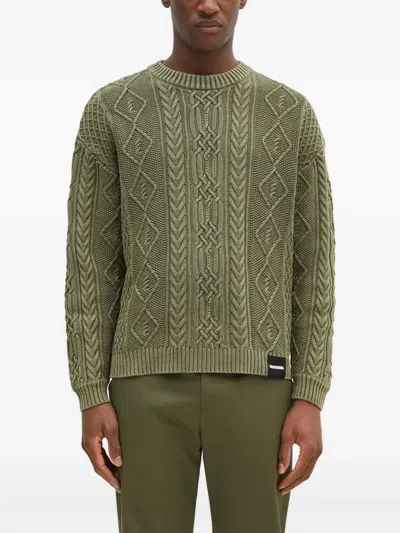 Neighborhood Cable-knit Diamond-pattern Jumper In Green