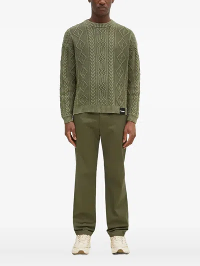 Neighborhood Cable-knit Diamond-pattern Jumper In Green