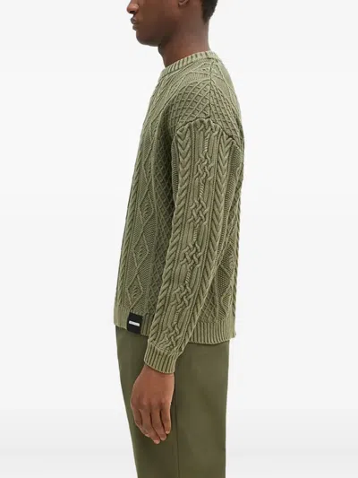 Neighborhood Cable-knit Diamond-pattern Jumper In Green