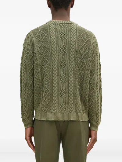 Neighborhood Cable-knit Diamond-pattern Jumper In Green