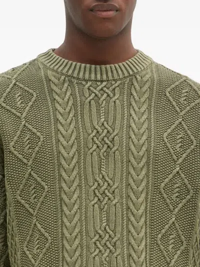 Neighborhood Cable-knit Diamond-pattern Jumper In Green