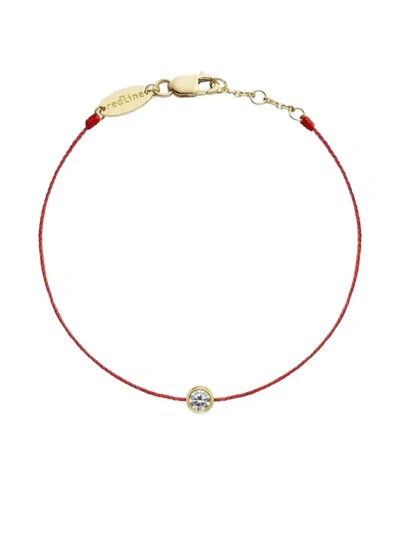Redline Yellow Gold Pure Diamond Red Cord Bracelet In Red