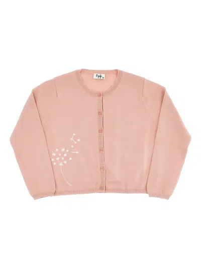 Il Gufo Embroidered Cardigan In Pink