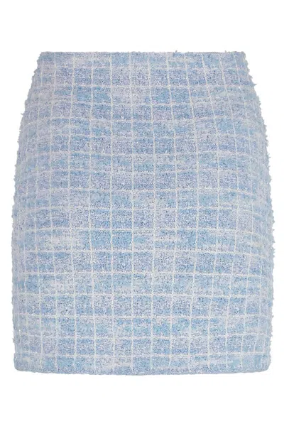 Self-portrait Self Portrait Women Light Blue Sequin Check Tweed Mini Skirt In Blue