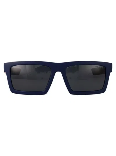 Prada Linea Rossa Matte Blue Injected Sunglasses In Black