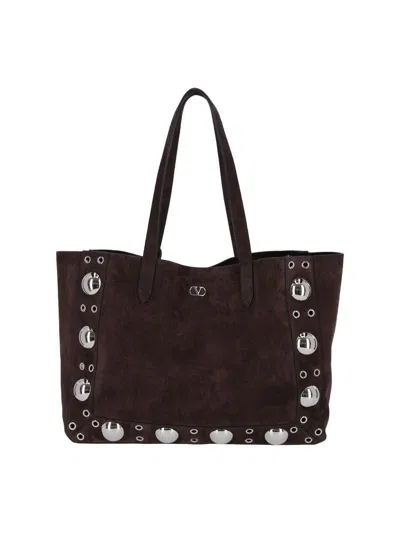 Valentino Garavani Medium Suede Tote Bag With Metallic Studs