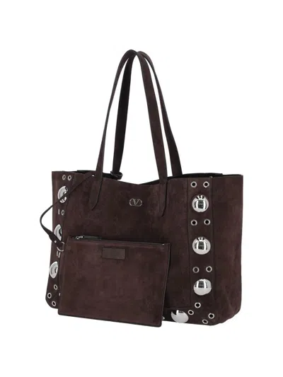 Valentino Garavani Medium Suede Tote Bag With Metallic Studs