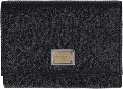 Dolce & Gabbana Dauphine Calfskin French-flap Wallet In Black