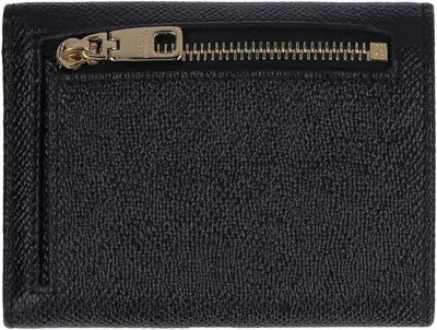 Dolce & Gabbana Dauphine Calfskin French-flap Wallet In Black