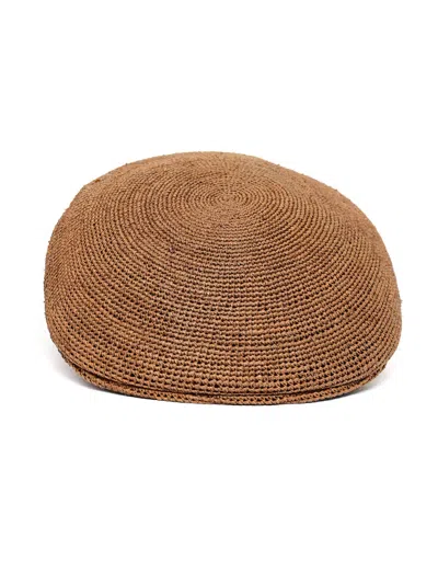 Borsalino Rafia Crochet Flat Beret Hat