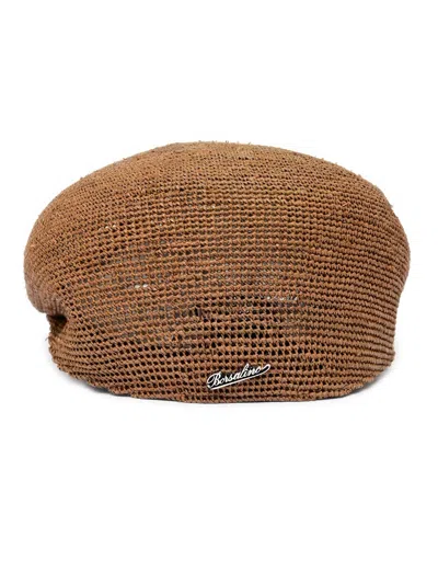 Borsalino Rafia Crochet Flat Beret Hat