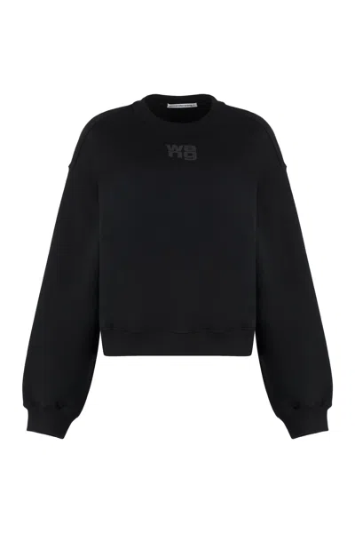 Alexander Wang Relaxed Fit Crew Sweatshirt With Puff Paint Logo In Black