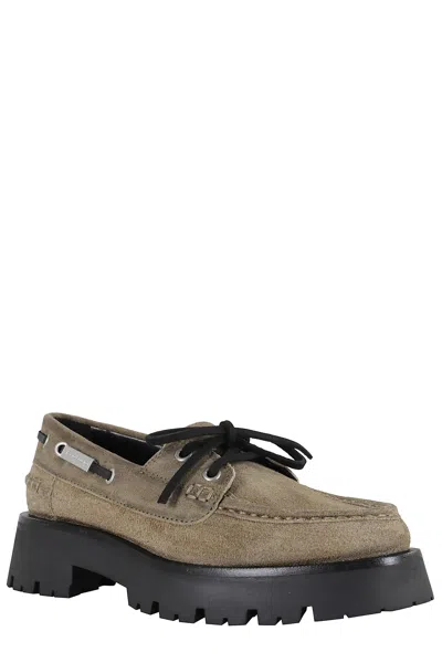 Alexander Wang Carson Boat Loafers In Green Suede