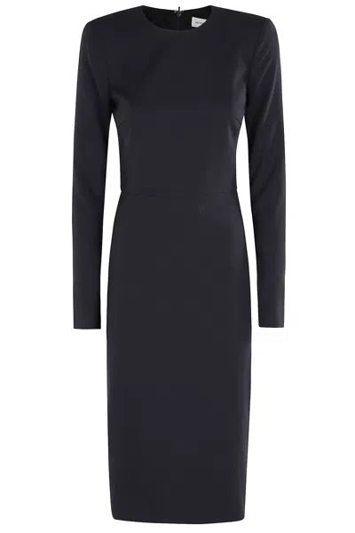 Victoria Beckham Fitted Long Sleeve T-shirt Dress In Black