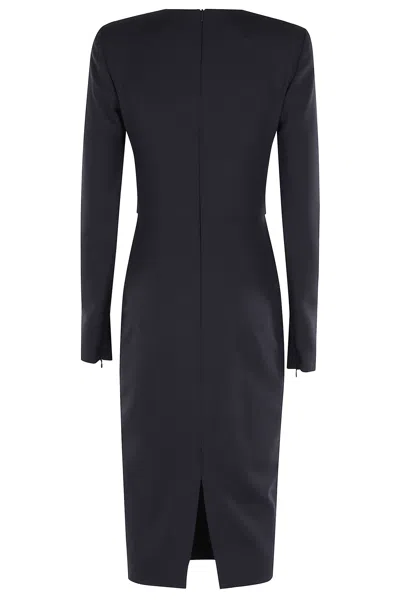 Victoria Beckham Fitted Long Sleeve T-shirt Dress In Black
