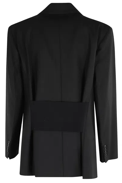 Victoria Beckham Double-breasted Tailored Jacket With Sharp Lapel In Black