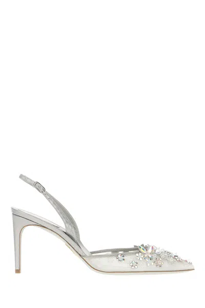 René Caovilla Silver Laces Cinderella Pumps