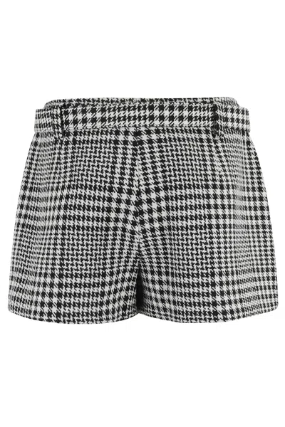 Self-portrait Houndstooth Wool Pants-skirt In Black