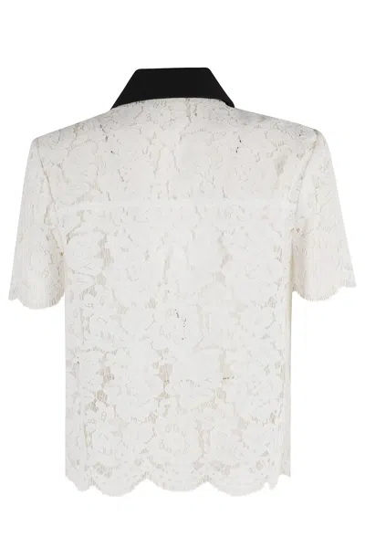 Self-portrait Floral Lace Cropped Top In White