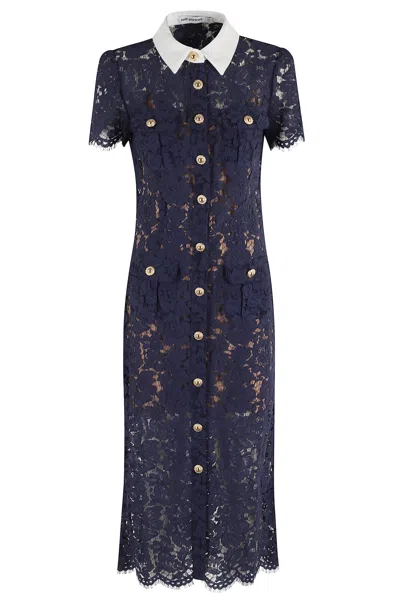 Self-portrait Self Portrait Women Lace Contrast Collar Midi Dress In Blue
