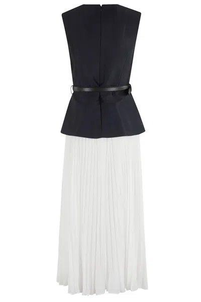 Self-portrait Womens Pleated Sleeveless Woven Midi Dress Blue