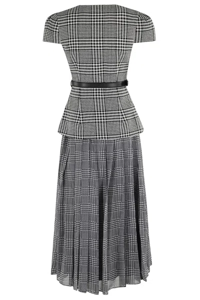 Self-portrait Houndstooth Tailored Midi Dress In Gray