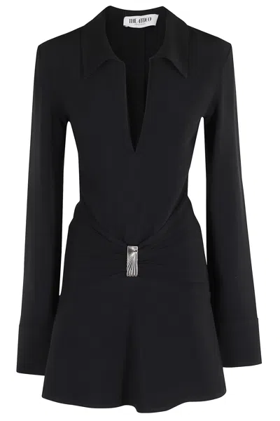 Attico Mini Dress With Deep V-neck In Black