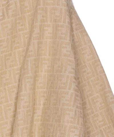 Fendi Women Embroidered Chambray Jacket In Neutral