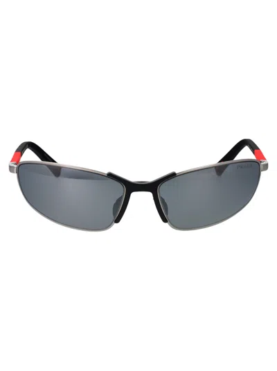 Prada Linea Rossa Gunmetal Metal Sunglasses In Gray