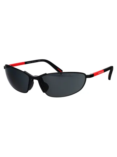 Prada Linea Rossa Matte Black Metal Sunglasses In Black