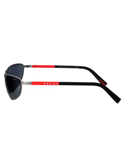Prada Linea Rossa Gunmetal Metal Sunglasses In Gray