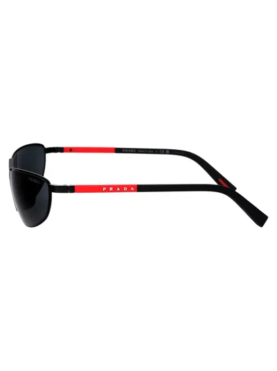 Prada Linea Rossa Matte Black Metal Sunglasses In Black