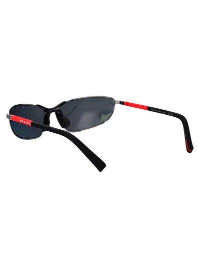 Prada Linea Rossa Gunmetal Metal Sunglasses In Gray