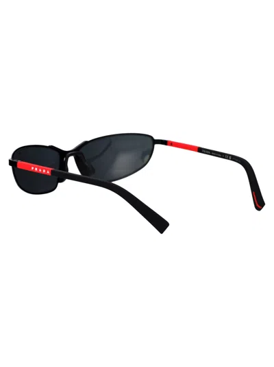 Prada Linea Rossa Matte Black Metal Sunglasses In Black
